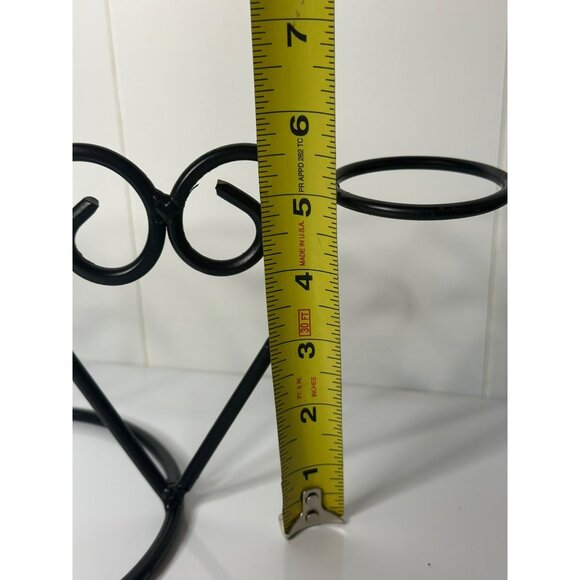 Black Metal 3-Heart Votive Candle Holder Rack 15" Wrought Iron Scroll Decor - Picture 6 of 6